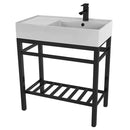 Teorema 2 Modern Ceramic Console Sink With Counter Space and Matte Black Base - Stellar Hardware and Bath 