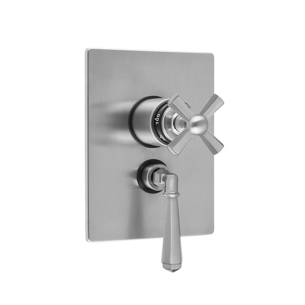 Rectangle Plate with Hex Cross Thermostatic Valve and Hex Lever Volume Control Trim for 1/2" Thermostatic Valve with Integral Volume Control (J-THVC12) - Stellar Hardware and Bath 