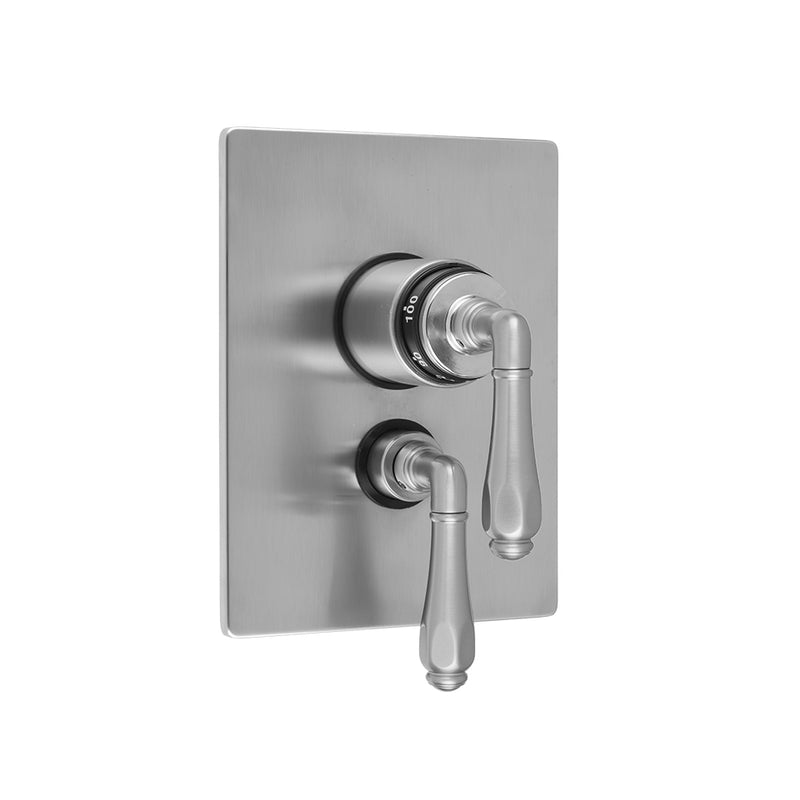 Rectangle 2-Hole Plate With Smooth Lever Trim For 1/2" Thermostatic Valve With Integral Volume Control (J-THVC12) - Stellar Hardware and Bath 