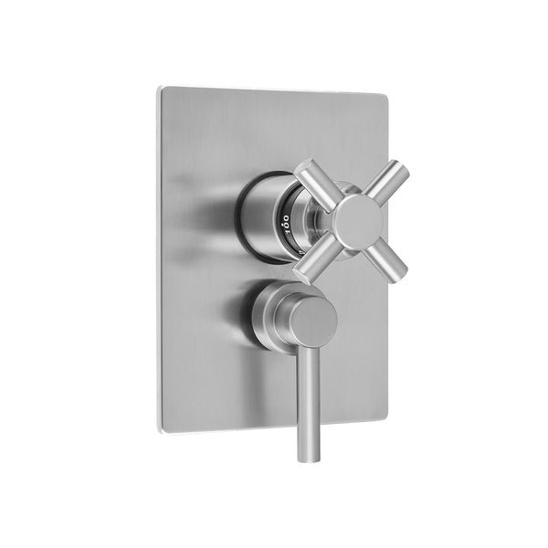 Rectangle Plate with Contempo Cross Thermostatic Valve and Contempo Lever Volume Control Trim for 1/2" Thermostatic Valve with Integral Volume Control (J-THVC12) - Stellar Hardware and Bath 