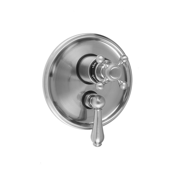 Round Step Plate with Ball Cross Thermostatic Valve and Regency Lever Volume Control Trim for 1/2" Thermostatic Valve with Integral Volume Control (J-THVC12) - Stellar Hardware and Bath 