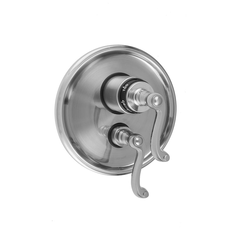 Round Step Plate with Ribbon Lever Thermostatic Valve and Ribbon Lever Volume Control Trim for 1/2" Thermostatic Valve with Integral Volume Control (J-THVC12) - Stellar Hardware and Bath 