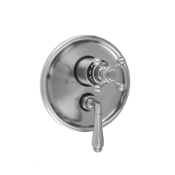 Round Step Plate with Ball Cross Thermostatic Valve and Smooth Lever Volume Control Trim for 1/2" Thermostatic Valve with Integral Volume Control (J-THVC12) - Stellar Hardware and Bath 