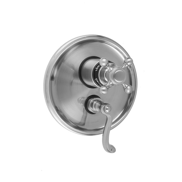Round Step Plate with Ball Cross Thermostatic Valve and Ribbon Lever Volume Control Trim for 1/2" Thermostatic Valve with Integral Volume Control (J-THVC12) - Stellar Hardware and Bath 