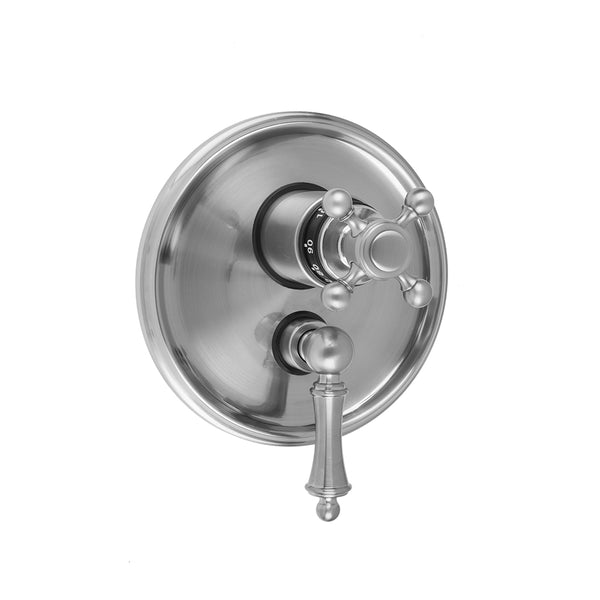 Round Step Plate with Ball Cross Thermostatic Valve and Ball Lever Volume Control Trim for 1/2" Thermostatic Valve with Integral Volume Control (J-THVC12) - Stellar Hardware and Bath 