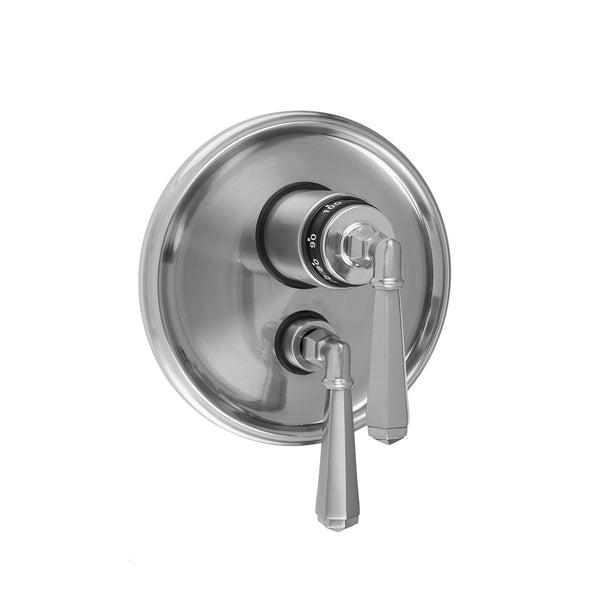 Round Step Plate with Hex Lever Thermostatic Valve and Hex Lever Volume Control Trim for 1/2" Thermostatic Valve with Integral Volume Control (J-THVC12) - Stellar Hardware and Bath 