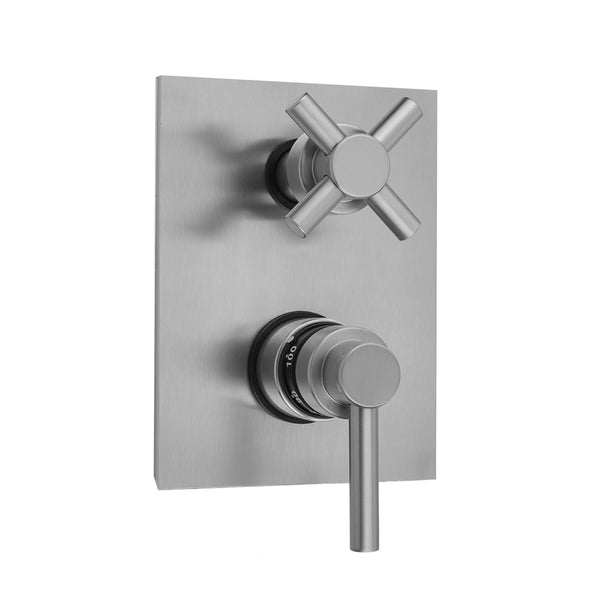 Rectangle Plate with Contempo Low Lever Thermostatic Valve with Contempo Cross Built-in 2-Way Or 3-Way Diverter/Volume Controls (J-TH34-686 / J-TH34-687 / J-TH34-688 / J-TH34-689) - Stellar Hardware and Bath 