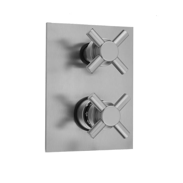 Rectangle Plate with Contempo Cross Thermostatic Valve with Contempo Cross Built-in 2-Way Or 3-Way Diverter/Volume Controls (J-TH34-686 / J-TH34-687 / J-TH34-688 / J-TH34-689) - Stellar Hardware and Bath 