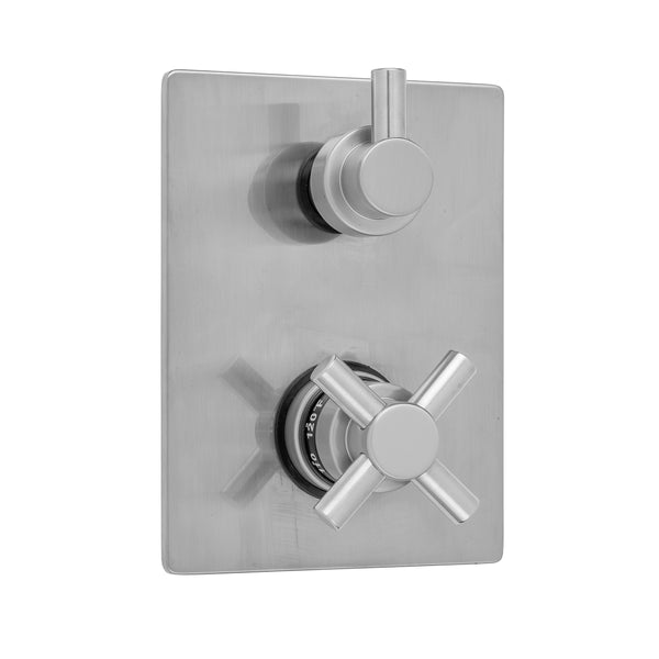 Rectangle Plate with Contempo Cross Thermostatic Valve with Contempo Short Peg Built-in 2-Way Or 3-Way Diverter/Volume Controls (J-TH34-686 / J-TH34-687 / J-TH34-688 / J-TH34-689) - Stellar Hardware and Bath 