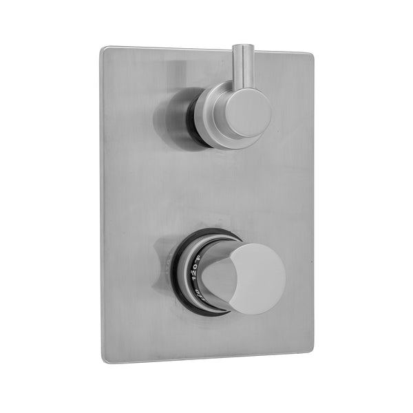 Rectangle Plate with Thumb Thermostatic Valve with Contempo Short Peg Lever Built-in 2-Way Or 3-Way Diverter/Volume Controls (J-TH34-686 / J-TH34-687 / J-TH34-688 / J-TH34-689) - Stellar Hardware and Bath 
