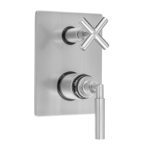 Rectangle Plate with Slim Lever Thermostatic Valve with Slim Cross Built-in 2-Way Or 3-Way Diverter/Volume Controls (J-TH34-686 / J-TH34-687 / J-TH34-688 / J-TH34-689) - Stellar Hardware and Bath 