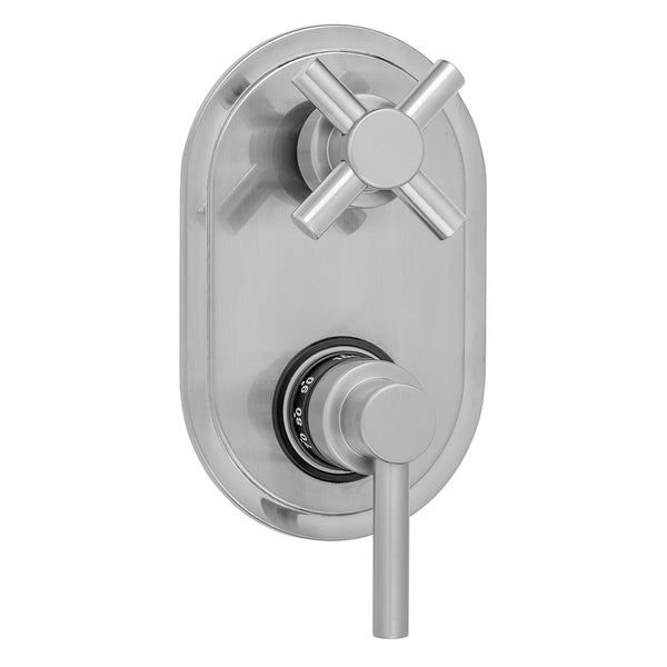 Oval Plate with Contempo Low Lever Thermostatic Valve with Contempo Cross Built-in 2-Way Or 3-Way Diverter/Volume Controls (J-TH34-686 / J-TH34-687 / J-TH34-688 / J-TH34-689) - Stellar Hardware and Bath 
