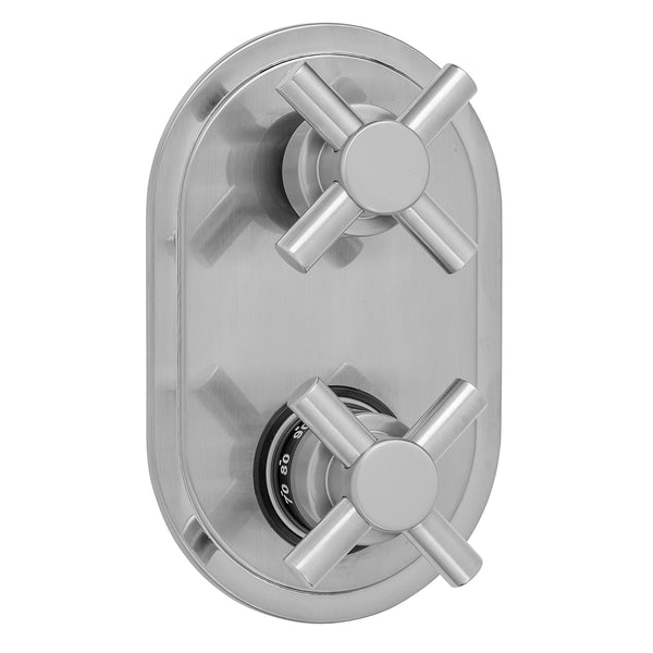 Oval Plate with Contempo Cross Thermostatic Valve with Contempo Cross Built-in 2-Way Or 3-Way Diverter/Volume Controls (J-TH34-686 / J-TH34-687 / J-TH34-688 / J-TH34-689) - Stellar Hardware and Bath 