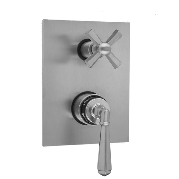 Rectangle Plate with Hex Lever Thermostatic Valve with Hex Cross Built-in 2-Way Or 3-Way Diverter/Volume Controls (J-TH34-686 / J-TH34-687 / J-TH34-688 / J-TH34-689) - Stellar Hardware and Bath 