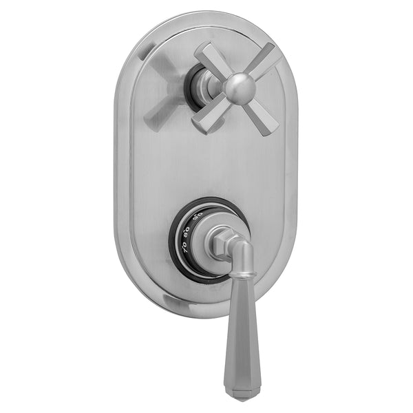 Oval Plate with Hex Lever Thermostatic Valve with Hex Cross Built-in 2-Way Or 3-Way Diverter/Volume Controls (J-TH34-686 / J-TH34-687 / J-TH34-688 / J-TH34-689) - Stellar Hardware and Bath 