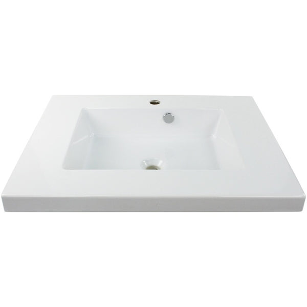 Rectangular White Ceramic Wall Mounted or Drop In Sink - Stellar Hardware and Bath 