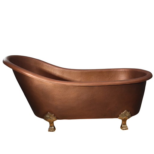 Lawson 66" Copper Slipper Tub with Brass Feet