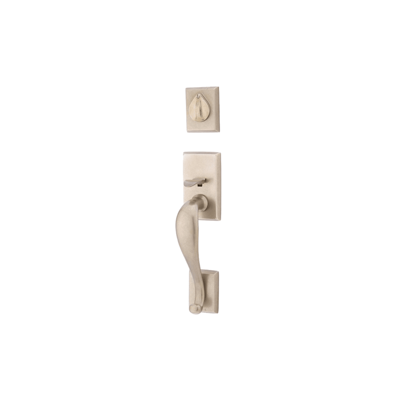 Emtek 451411 Rectangular Sectional Single Cylinder Keyed Entry Sandcast Bronze Handleset - Stellar Hardware and Bath 