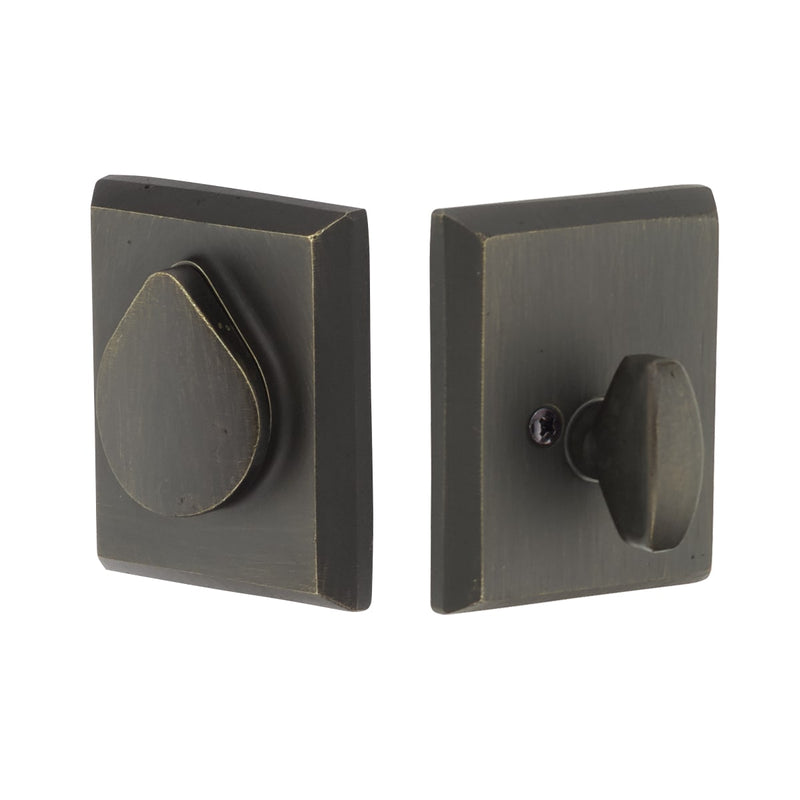 Emtek  8477 Rustic Modern Rectangular Single Cylinder Keyed Entry Deadbolt from the Sandcast Bronze Collection
Model: 8477MB - Stellar Hardware and Bath 