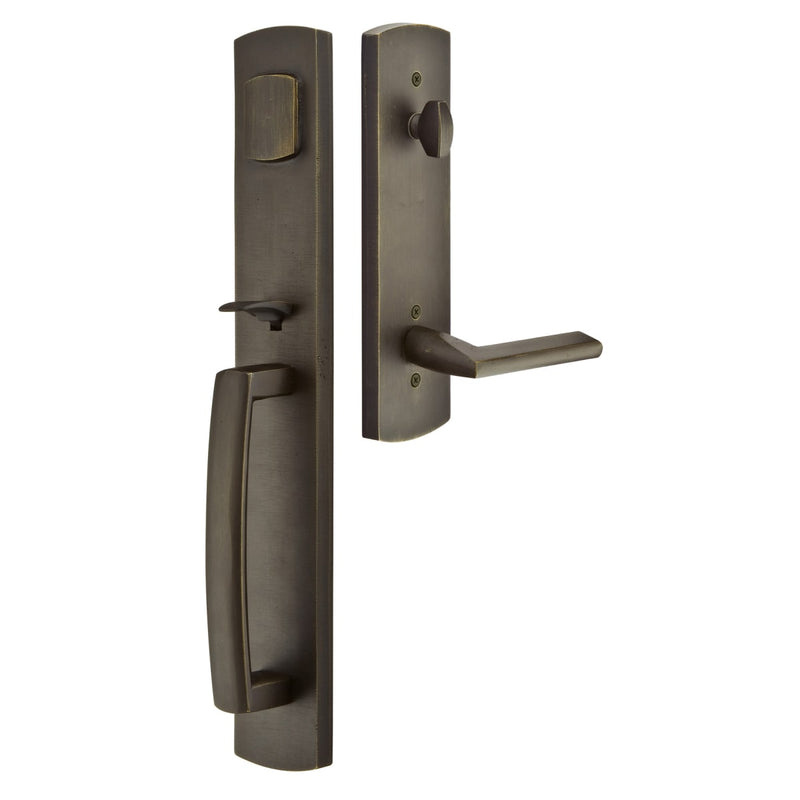 Emtek 452923 Brighton Double Cylinder Keyed Entry Rustic Modern Bronze Handleset - Stellar Hardware and Bath 