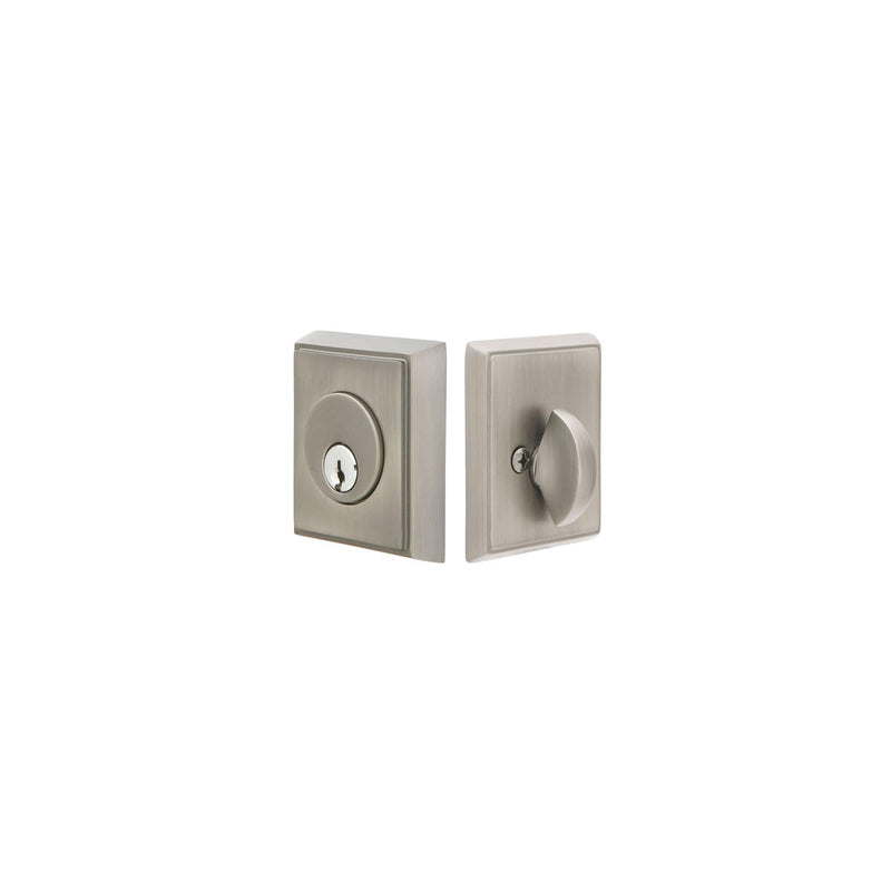 Emtek 8468 Rectangular Style Brass Modern Single Cylinder Deadbolt - Stellar Hardware and Bath 