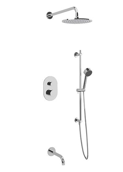 Artos PS116 - Opera Shower Set with Tub Filler, Slide Bar, Wall Mount Shower Head Round - Stellar Hardware and Bath 