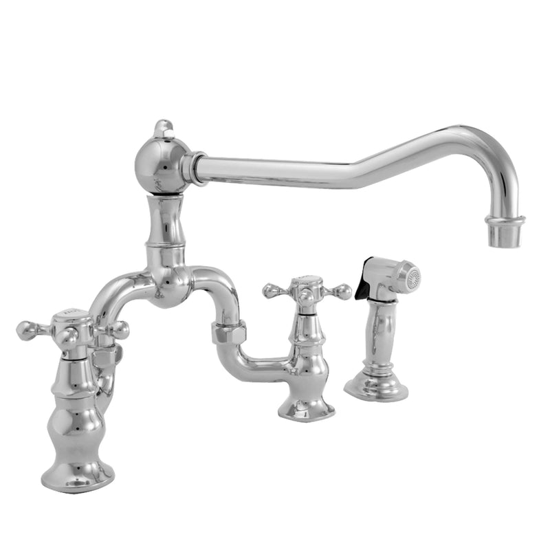 Newport Brass 9452-1 Chesterfield Double Handle Kitchen Bridge Faucet with Side Spray and Metal Cross Handles - Stellar Hardware and Bath 